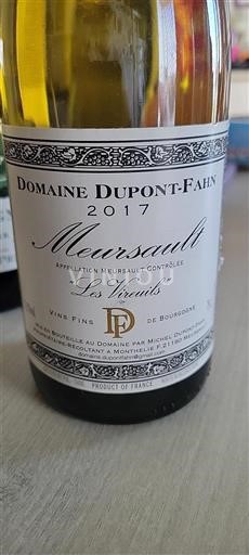 Bourgondië Meursault Premier Cru Domaine Dupontfahn Les Vireuils 2017