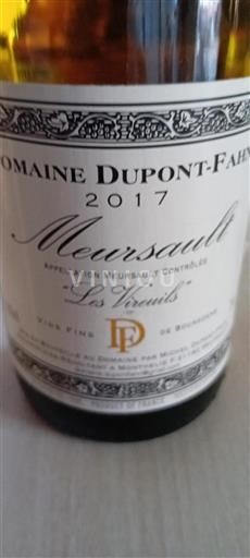Bourgogne Meursault Domaine Dupontfahn Les Vireuils 2017