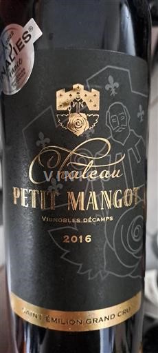 Vin Rouge sec Château Petit Mangot 2016 France Bordeaux Saint-Émilion AOC Grand Cru