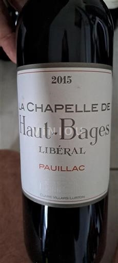 Bordeaux Pauillac La Chapelle De Hautbages Libéral 2015