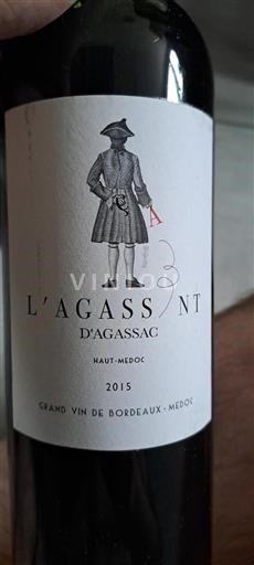 Vin Rouge sec L'Agassant Château Agassac 2015 France Bordeaux Haut-Médoc AOC