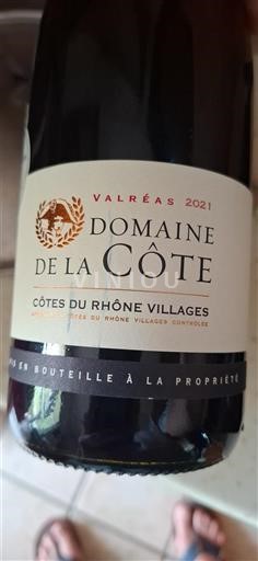 Vin Rouge sec Domaine La Côte 2021 France Vallée du Rhône Côtes-du-rhône-villages