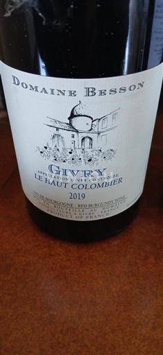 Borgogna Givry Besson Le Haut Colombier 2019