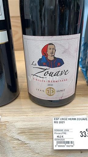 Údolí Rhôny Crozes-Hermitage Jean Esprit Le Zouave 2021