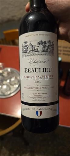 Bordeaux Bordeaux Supérieur Château Beaulieu Réserve des Parlementaires 2016