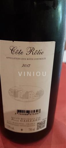 Vallée du Rhône Côte-rôtie Pierre Gaillard 2017