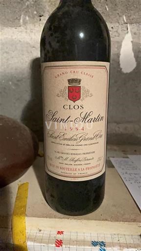 Burdeos Saint-Émilion Gran Cru Grand Cru Clos Saint Martin 1994