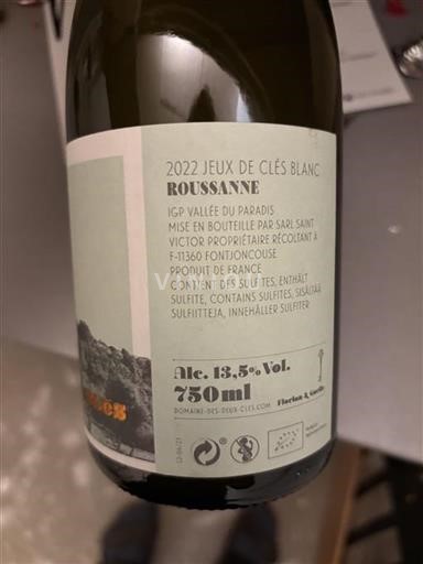 Languedoc-Roussillon Paradise Valley Domaine Des Deux Clés Jeux de Clés Blanc 2022