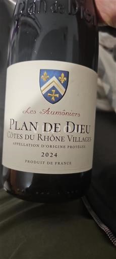 Vin Rouge sec Plan de Dieu Les Aumôniers 2024 France Vallée du Rhône Côtes-du-rhône-villages