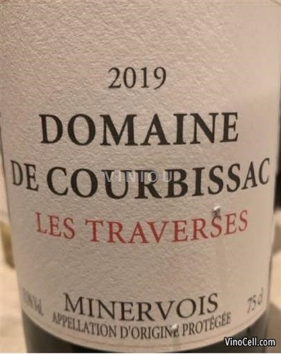 Languedoc Minervois Domaine Courbissac Les Traverses 2019