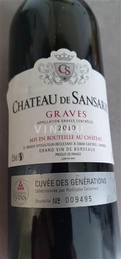 Bordeaux Graves Château Sansaric des Générations 2010