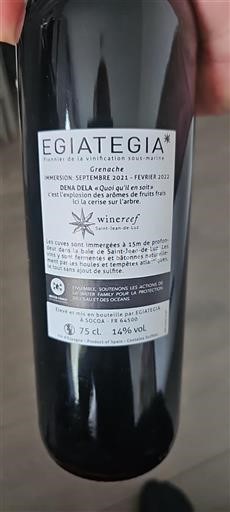 Vin Rouge sec DENA DELA « Quoi qu'il en soit » Egiategia 2022 Espagne Pays basque