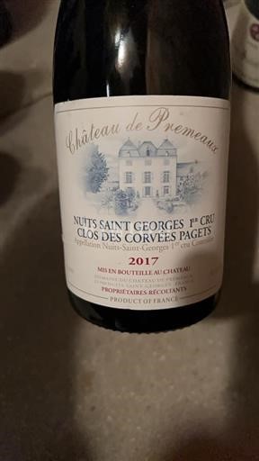 Bourgogne Nuits-Saint-Georges Premier Cru Château Premeaux Clos des Corvées Pagets 2017