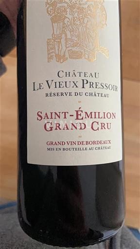 Bordeaux Saint-Émilion Grand Cru Grand Cru Château Le Vieux Pressoir R%c3%a9serve du Ch%c3%a2teau 2022