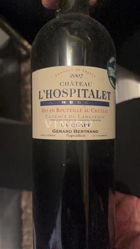 Linguadoca La Clape Château L'hospitalet La Réserve 2007