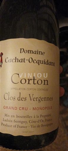 Bourgogne Corton Grand Cru Cachatocquidant Clos des Vergennes 2016