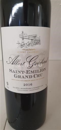 Bordeaux Saint-Émilion Grand Cru Grand Cru Albert Guichard 2016