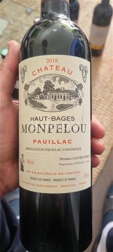 Bordeaux Pauillac Château Hautbages Monpelou 2018