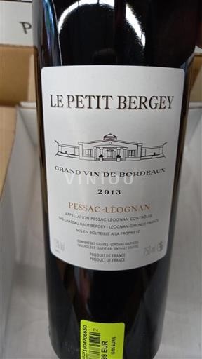 Bordeaux Pessac-Léognan Château Hautbergey Le Petit Bergey 2013