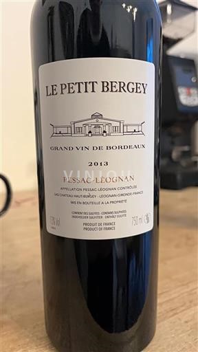 Bordeaux Pessac-Léognan Château Hautbergey Le Petit Bergey 2013