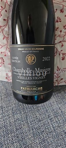 Vin Rouge sec Émotion Vieilles Vignes Patriarche 2022 France Bourgogne Chambolle-Musigny AOC
