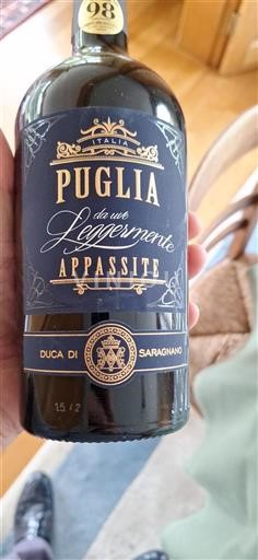 Vin Rouge sec Leggermente Appassite Duca Di Saragnano 2022 Italie Pouilles