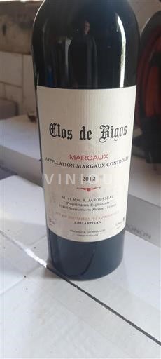Burdeos Margaux Cru Artisan Clos De Bigos 2012