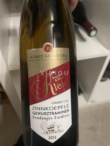 Alsace Alsace Grand Cru Grand Cru Raymond & Martin Klein Zinnkoepfl%c3%a9 Gewurztraminer Vendanges Tardives 2012