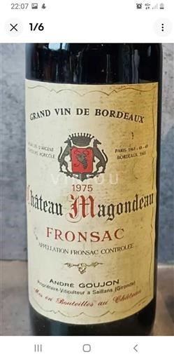 Bordeaux Fronsac Château Magondeau 1975