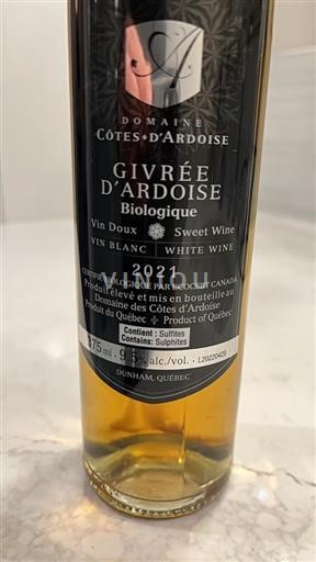 Quebec Unspecified Domaine Côtes Ardoise Givrée d'Ardoise 2021