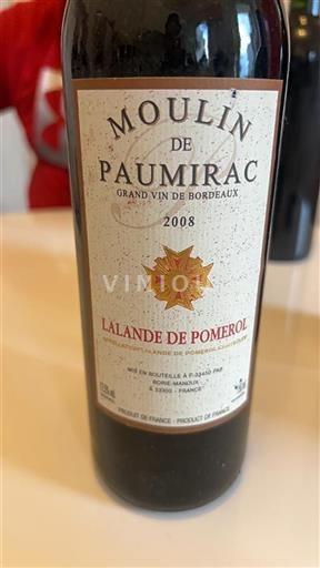 Bordéus Lalande-de-Pomerol Moulin De Paumarac 2008