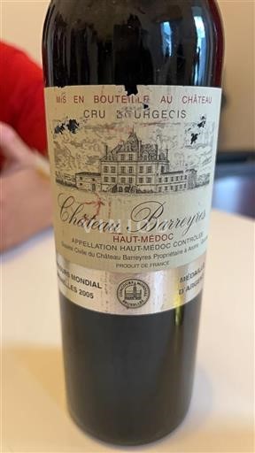 Bordéus Haut-Médoc Cru Bourgeois Barreyres 2005