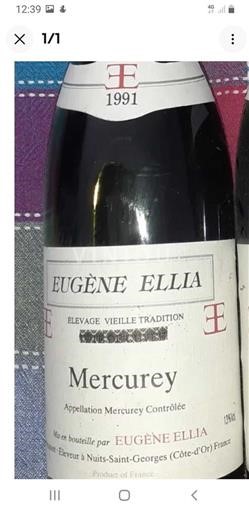 Bourgogne Mercurey Eugène Ellia Élevage Vieille Tradition 1991