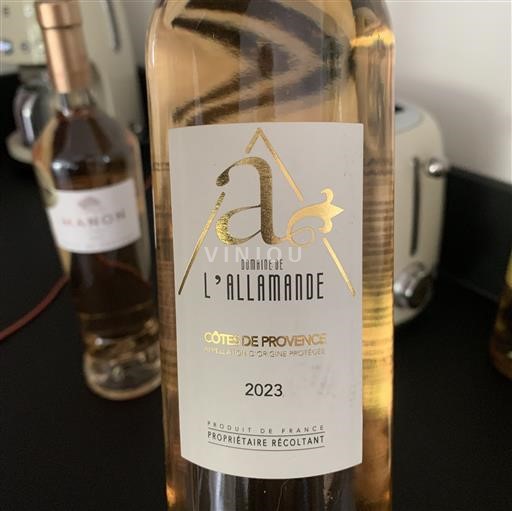 Vin Rosé sec Domaine L'Allamande 2023 France Provence Côtes-de-provence