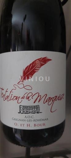 Vin Rouge sec Tentation de la Marquise O. et H. Bour 2021 France Vallée du Rhône Grignan-les-adhémar