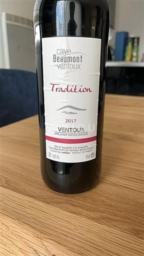 Vin Rouge sec Tradition Cave Beaumont du Ventoux 2017 France Vallée du Rhône Ventoux