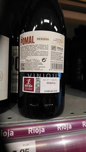 La Rioja Rioja Bodegas Bilbaínas Viña Pomal Reserva 2018