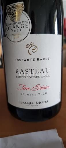 Valle del Rodano Rasteau Gabriel Meffre Terre Solaire 2020