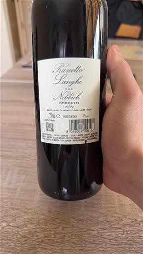 Vin Rouge sec Occhetti Prunotto 2021 Italie Piémont Langhe