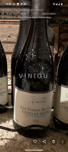 Vallée du Rhône Côtes-du-rhône Juliette Meffre Les Terres Bénies 2020