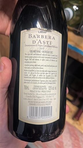 Piémont Barbera d'Asti Castello Del Poggio 2013