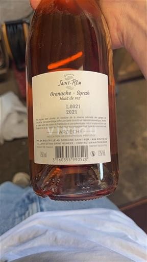 Vin Rosé sec Haut de rez Saint Rem 2021 France Alpes et pays Rhodaniens Ardèche
