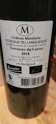 Linguadoca Coteaux del Languedoc Domaine Malavieille Terrasses du Larzac 2018