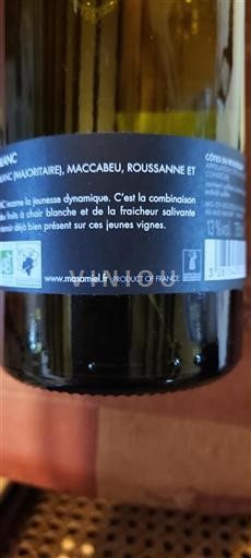 Vin Blanc sec Mas Amiel 2023 France Roussillon Côtes-du-roussillon