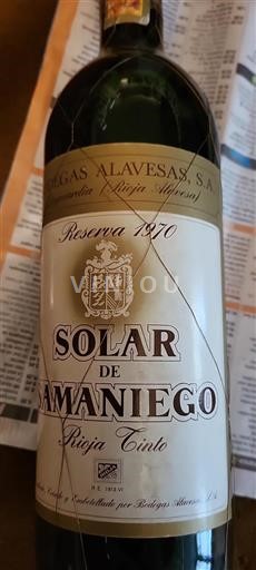 La Rioja Rioja Bodegas Alavesas Solar de Samaniego 1970