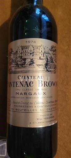 Bordeaux Margaux Grand Cru Château Cantenac Brown 1974