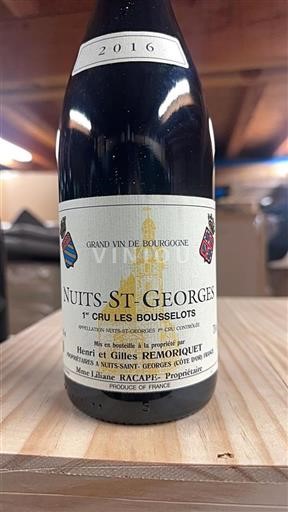 Bourgogne Nuits-saint-georges Premier Cru Henri Et Gilles Remoriquet Les Bousselots 2016