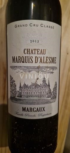 Bordeaux Margaux Grand Cru Classé Château Marquis Alesme 2013