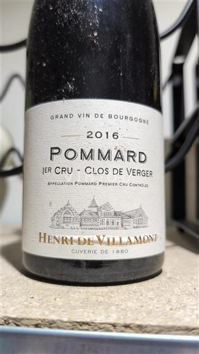 Burgundy Pommard Premier Cru Henri De Villamont Clos de Verger 2016