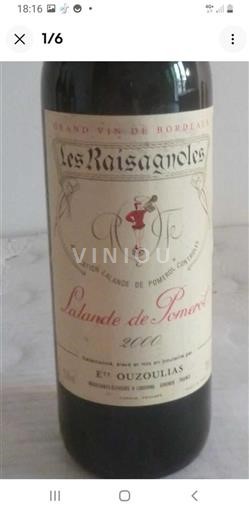 Bordéus Lalande-de-Pomerol Les Raisagoles 2000